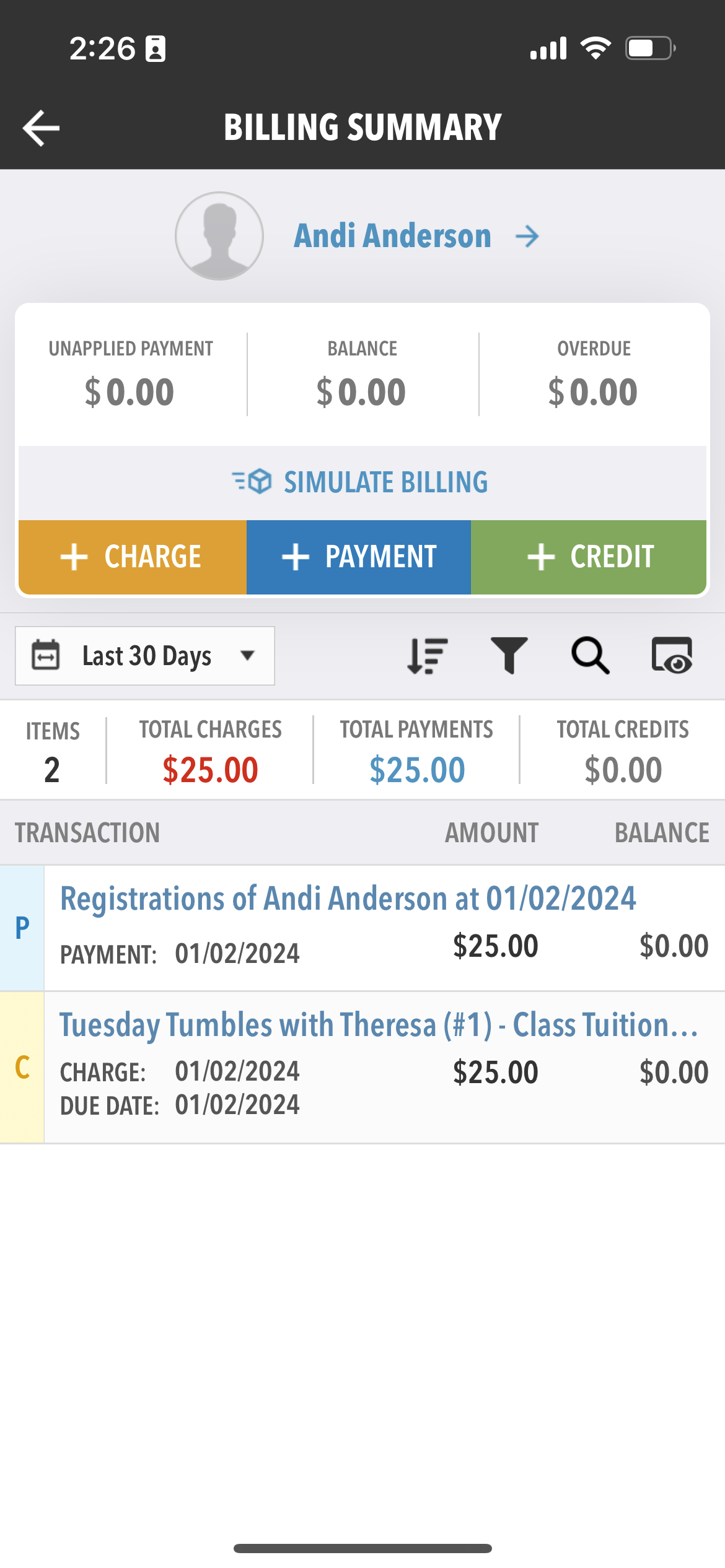 screenshot of SportsEngine Motion
